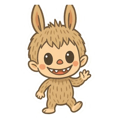 Labubu character, playful and cute, full body, simple background sticker