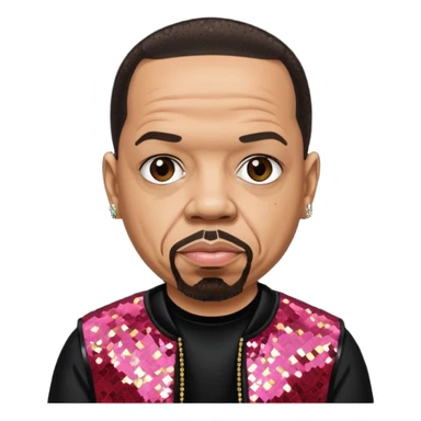 Ice T, Rapper with dark brown hair, black sequin outfit sticker