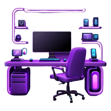 purple gaming setup sticker