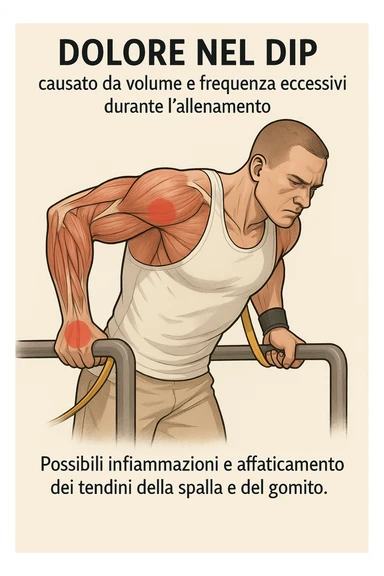 Dolore nel dip per allenamento con troppo volume e troppa frequenza in italiano sticker