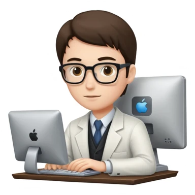 profesor joven usando una computadora  sticker