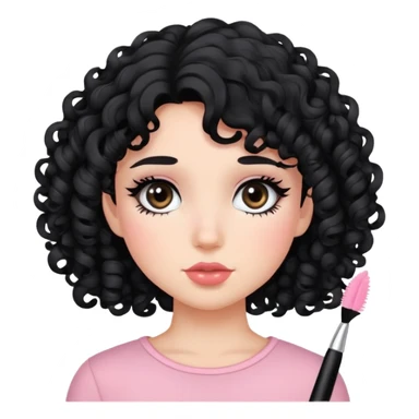 Girly, blush, mascara, curly black sticker