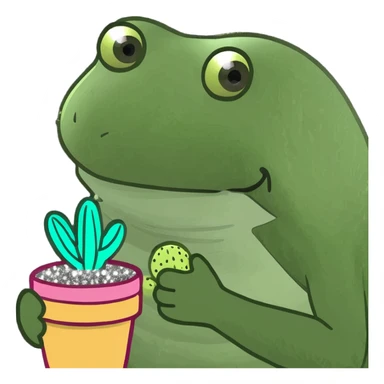 A frog holding a glitter cactus  sticker