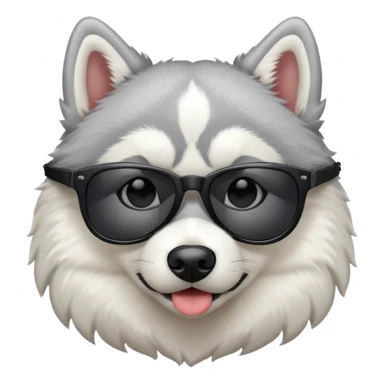 white/grey husky dog with black dark sunglasses sticker