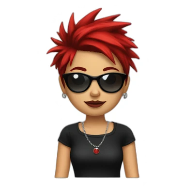 Female punk,sun glasses,Earrings, red and black short hair sticker