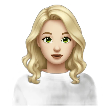 medium blonde girl with eyeliner, green eyes, pale skin and a grey sweater sticker