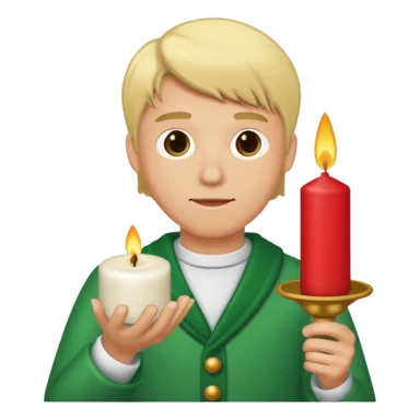 blonde man holding christmass ornamented candle sticker
