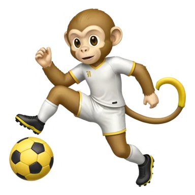 Quiero hacer a un mono jugando futbol y un plátano en la mano sticker