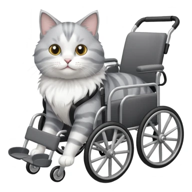 grey and white cat in a pet wheelchair sticker