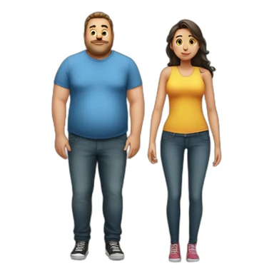 fat guy tight shirt and skinny girl sticker