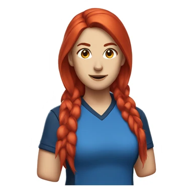 a female esports coach with red hair and blue shirt.  sticker