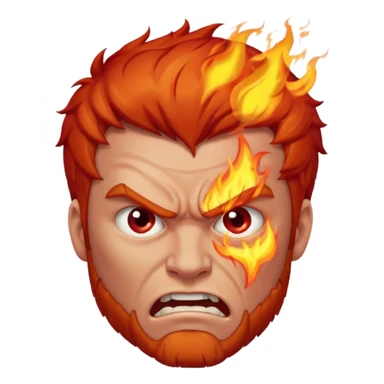 burning angry bodybuilder red haired man  sticker