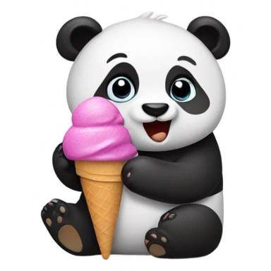Panda eating ice cream sticker