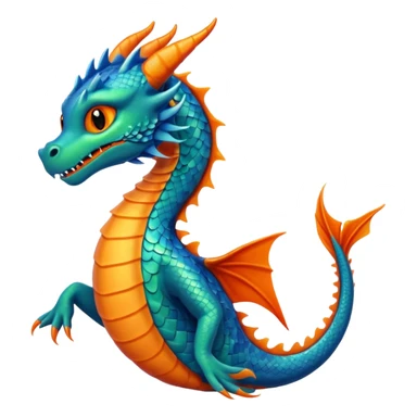 Blue and green sea Dragon with a firey orange tom cat sticker