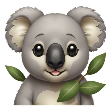 Cinematic Comical Koala Portrait Emoji, Head tilted dramatically with an exaggeratedly amused expression, featuring a quirky grey fur with a comically large black nose and wide, expressive eyes filled with playful disbelief, Simplified yet hilariously expressive features, highly detailed, glowing with a slightly sassy glow, high shine, dramatic yet playful, stylized with an air of cheeky eucalyptus mischief, bright and endearing, soft glowing outline, capturing the essence of a spirited and over‐the‐top koala, so meme‐worthy it feels like it could hug its way into internet fame instantly! sticker