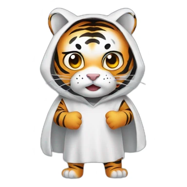 a tiger in a ghost costume sticker