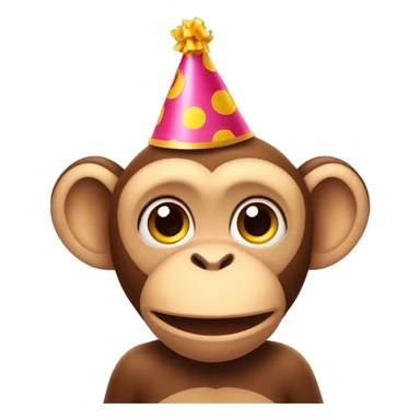 monkey wearing birthday hat sticker