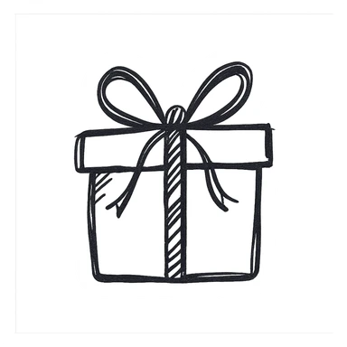 a wrapped present with a bow sticker