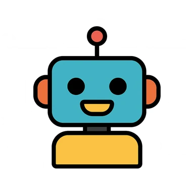 robot, color icon style, minimalistic, friendly face sticker