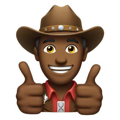 cowboy with a thumbs up sticker