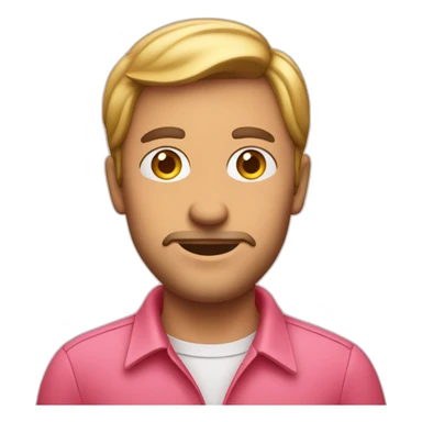 Man with pink shirt and vintage red car sticker