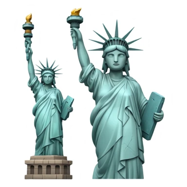 Estatua de la Libertad y estatua de moai juntas. sticker