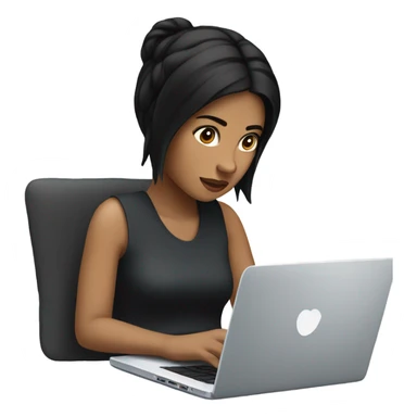 girl profile with laptop  with black hair sticker