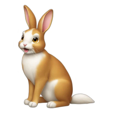Lapin sur chat sticker