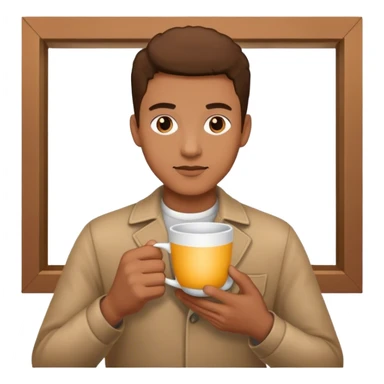 man with cup indoors sticker
