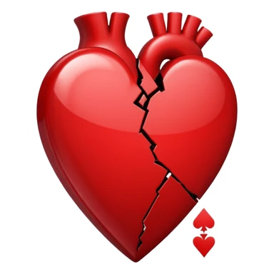 A ace of hearts playing card with a broken heart sticker