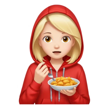 Girl dropping food down her red hoodie sticker