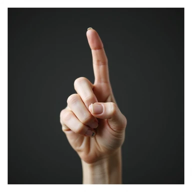 photorealistic lady's index finger pointing up, feminine hand, medium skin, no background sticker