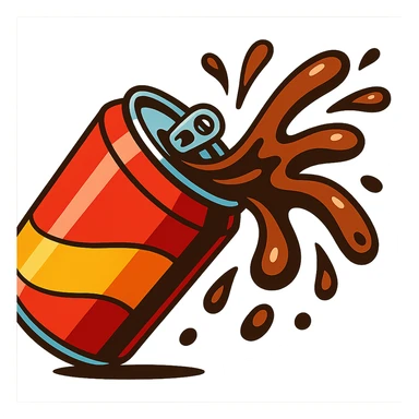 cola splash, dynamic, cartoon style sticker