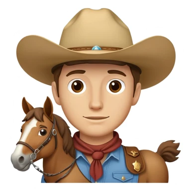 Ryan on a horse wearing a cowboy hat sticker