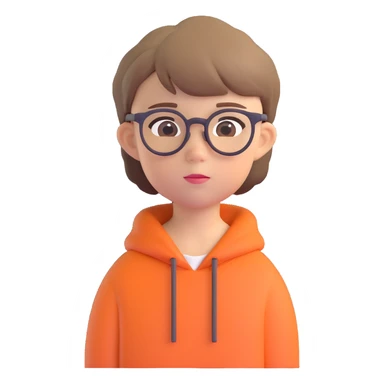 emoji of an 11 year old with glasses, short hair, and a neutral expression sticker