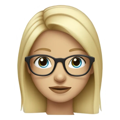 blonde girl blue eyes with glasses indoors sticker
