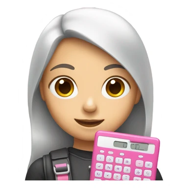 Girl holding one pink calculator sticker