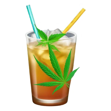 cannabis infused cocktail with straw and ice sticker