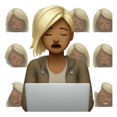 Female with laptop crying sticker