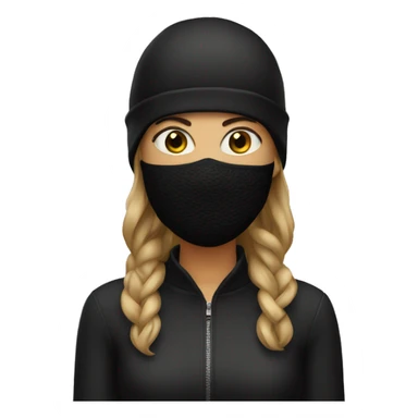 Woman wearing black ski mask sticker