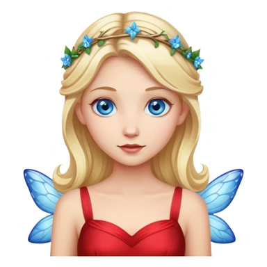 fairy with blue eyes, blonde hair and red dress sticker