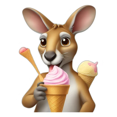 A kangaroo eating Ice Cream  sticker