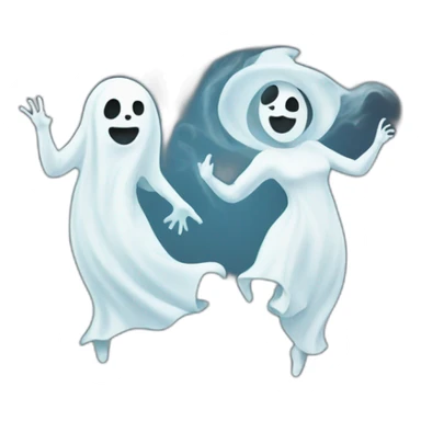 a female ghost and a male ghost dancing as a Ying yang sticker