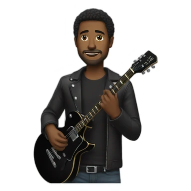 man with black guitar sticker