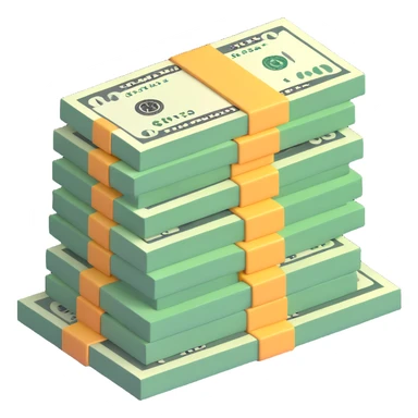 stack of dollar bills, US currency sticker