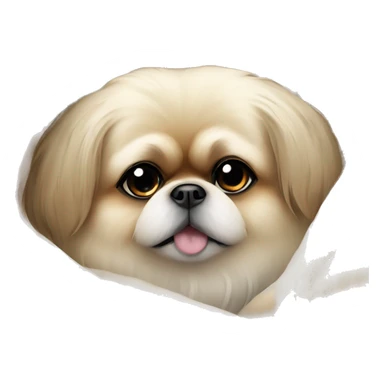 White Pekingese cozy in beige blanket sticker