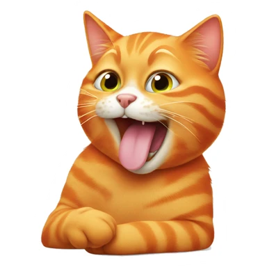 Orange cat licking his paw sticker