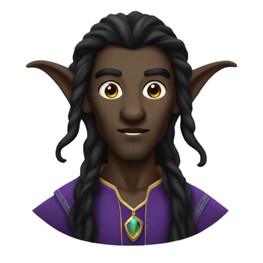  A black male high elf that is a witch fortune teller that has large, pointed ears with long black curly hair past his back sticker