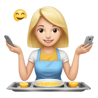 woman perfectionist with multiple arms texting a message wahsing dishes and reading a book 
more dinamic emoji  sticker
