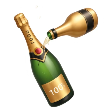 Garrafa de champanhe estourando com o texto 100% saindo dela. sticker